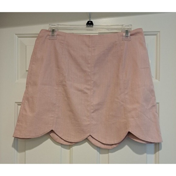 NWT Altar'd State Women Pink Tulip Edge Casual Cotton Skirt Size Large - Picture 1 of 7